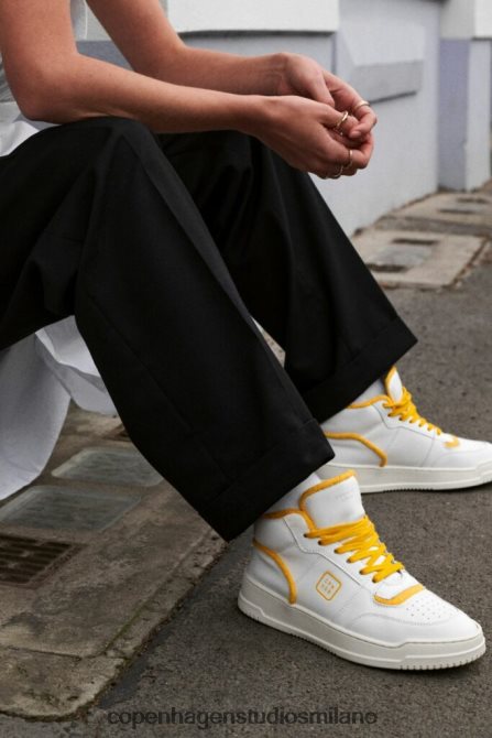 COPENHAGEN STUDIOS donne 196 vitello FV4D87 calzature bianco/giallo